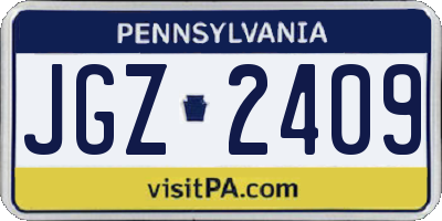 PA license plate JGZ2409