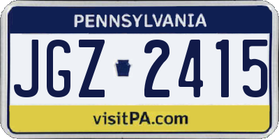 PA license plate JGZ2415