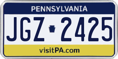 PA license plate JGZ2425