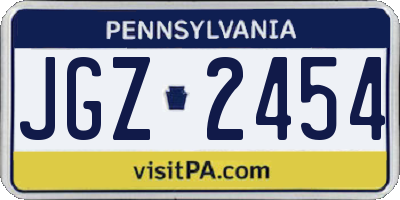 PA license plate JGZ2454