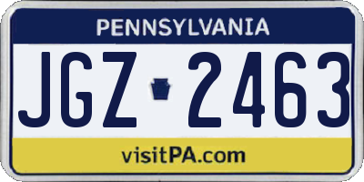 PA license plate JGZ2463