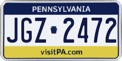 PA license plate JGZ2472