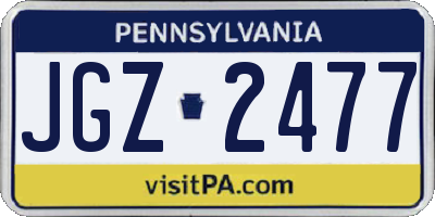 PA license plate JGZ2477