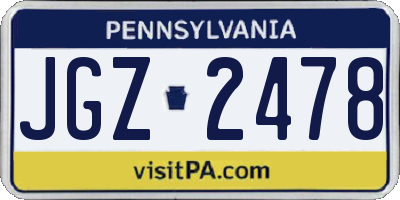PA license plate JGZ2478