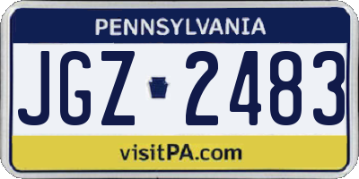PA license plate JGZ2483