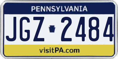 PA license plate JGZ2484