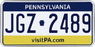 PA license plate JGZ2489