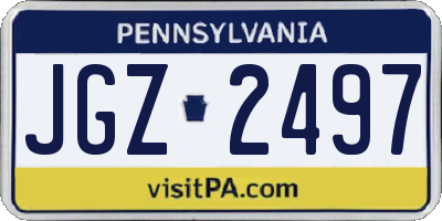 PA license plate JGZ2497