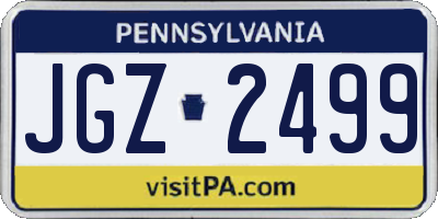PA license plate JGZ2499