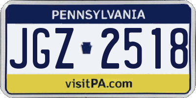 PA license plate JGZ2518