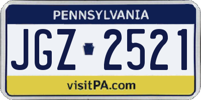 PA license plate JGZ2521