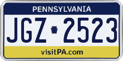 PA license plate JGZ2523