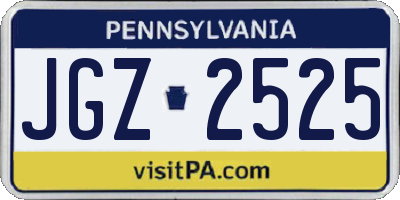 PA license plate JGZ2525