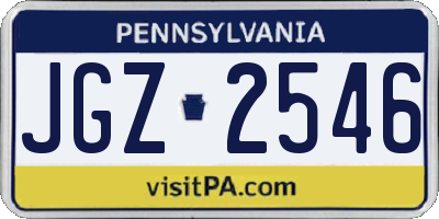 PA license plate JGZ2546