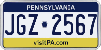 PA license plate JGZ2567