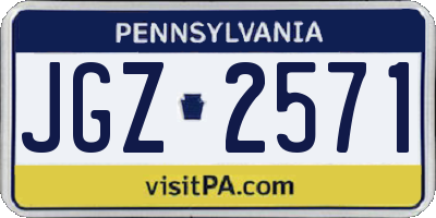 PA license plate JGZ2571