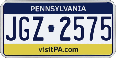 PA license plate JGZ2575