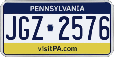 PA license plate JGZ2576