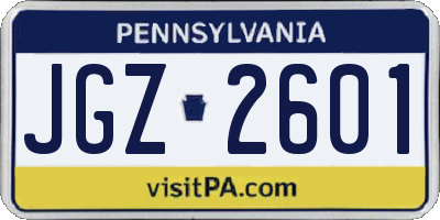 PA license plate JGZ2601