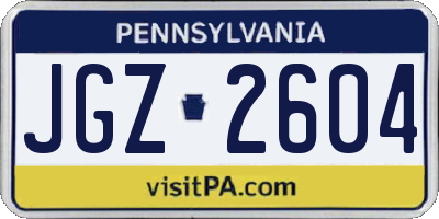 PA license plate JGZ2604