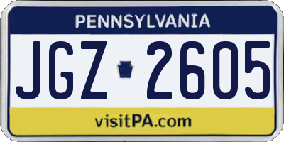 PA license plate JGZ2605