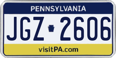 PA license plate JGZ2606