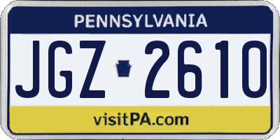 PA license plate JGZ2610