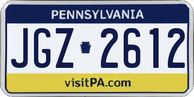 PA license plate JGZ2612