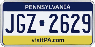 PA license plate JGZ2629