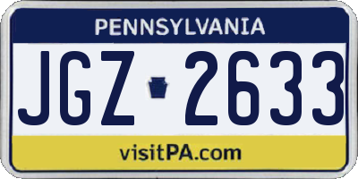 PA license plate JGZ2633
