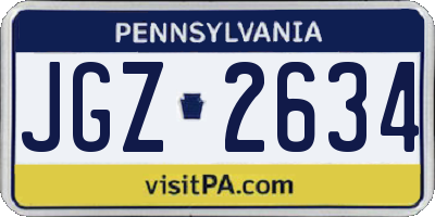 PA license plate JGZ2634