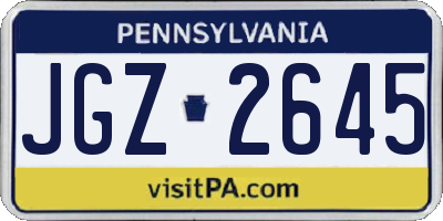 PA license plate JGZ2645