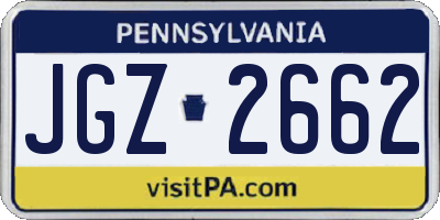 PA license plate JGZ2662