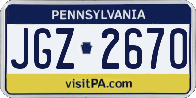 PA license plate JGZ2670