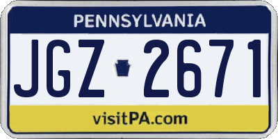 PA license plate JGZ2671