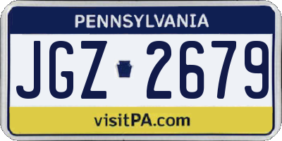 PA license plate JGZ2679