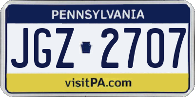PA license plate JGZ2707