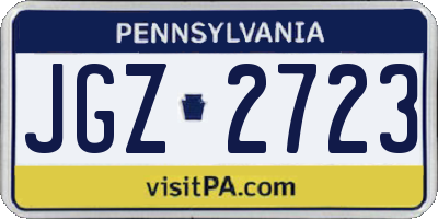 PA license plate JGZ2723