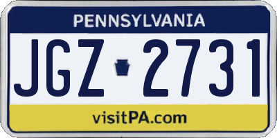 PA license plate JGZ2731