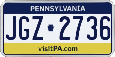 PA license plate JGZ2736