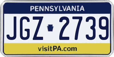 PA license plate JGZ2739