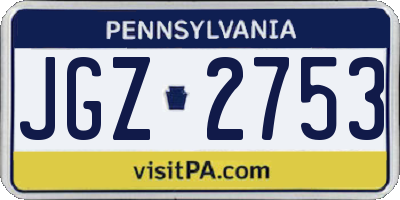 PA license plate JGZ2753