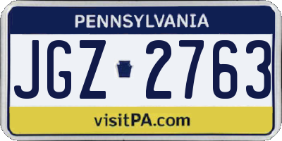 PA license plate JGZ2763