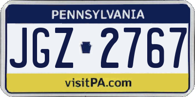 PA license plate JGZ2767