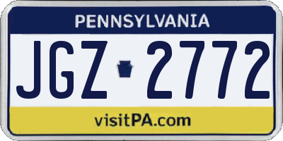 PA license plate JGZ2772