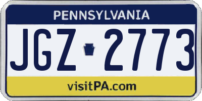 PA license plate JGZ2773