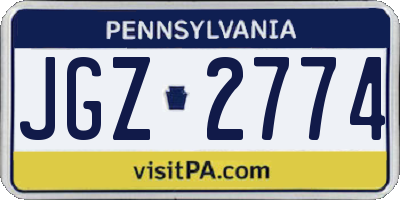PA license plate JGZ2774