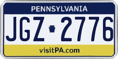 PA license plate JGZ2776