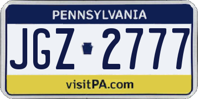 PA license plate JGZ2777