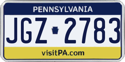 PA license plate JGZ2783